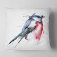 thumbnail image 2 of Designart Bird in Blue and Red - Watercolor Animal Throw Pillow - 16x16, 2 of 5