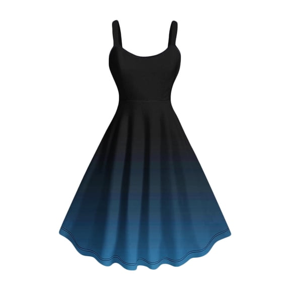 Ygbgbb Women's Gradient Color Dresses Cami Strap Mini Dress Swing Casual Summer Lightweight Dress Slim Fit Vacation Outfits Blue L