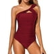 thumbnail image 1 of MKLEKYY Trajes De Baño Mujer Control Abdomen Two Piece Tankini Bathing Suits For Women One Shoulder Swim Top With Shorts Swimsuits Split Swimwear Set, 1 of 5