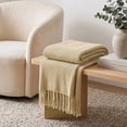thumbnail image 6 of Knitted Throw Blanket with Tassels - Textured Soft Sofa Couch Cover - Farmhouse Living Room Decor(Khaki), 6 of 6