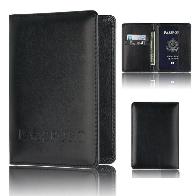 Passport Holder Protector Wallet Business Card Soft Passport Cover Black