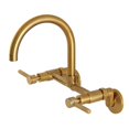 thumbnail image 1 of Kingston Brass Concord 8-Inch Adjustable Center Wall Mount Kitchen Faucet  Brushed Brass, 1 of 2