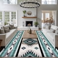 thumbnail image 4 of Area Rug 72×108in, Water Duck Green Aztec Geometric Floor Carpet Living Room Rug, Bohemian Ethnic Wind Non-Slip Welcome Mat Indoor Rugs for Bedroom Dining Room, 4 of 9