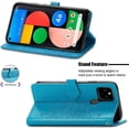 thumbnail image 3 of for Google Pixel 5A 5G Wallet Phone Case,Mandala Embossing PU Leather Phone Case with Credit Card Holder & Hand Strap Kickstand Flip Folio Closure Cover for Google Pixel 5A 5G MTL Blue, 3 of 16