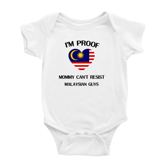 I'm Proof Mommy Can't Resist Malaysian Guys Cute Baby Romper Bodysuit For Boy Girl (White, 6-12 Months)