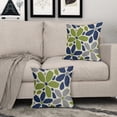 thumbnail image 3 of Blue Green Grey Gray Pillow Covers 16x16 Set of 2 Geometric Art Flower Print Decorative Outdoor Pillowcases Modern Abstract Floral Farmhouse Throw Cushion Case Decor for Couch Sofa Bed, 3 of 6