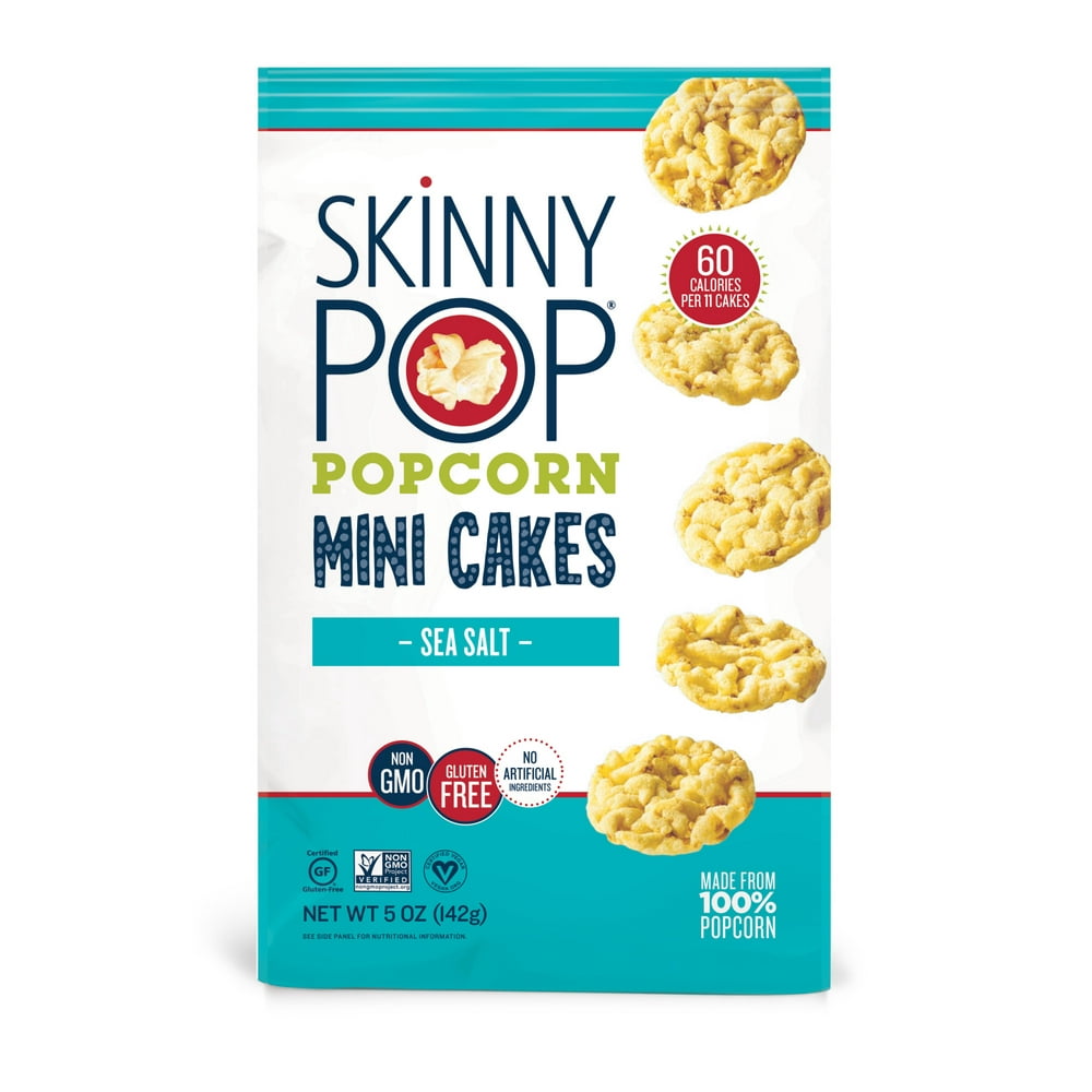 SkinnyPop Sea Salt Popcorn Mini Cakes 5oz Bag, Gluten
