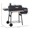 thumbnail image 3 of Olurrisa 48" Steel Portable Charcoal BBQ Grill & Offset Smoker Combo with Wheels, 2 Shelves & Thermometer for Backyard, Outdoor Cooking & Smoking, 3 of 7