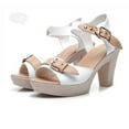 thumbnail image 1 of LoyisViDion Ladies Roman Fish Mouth with Thick Heel Sandals Buckle High Heel Wild Sandals White 6.5(38), 1 of 9
