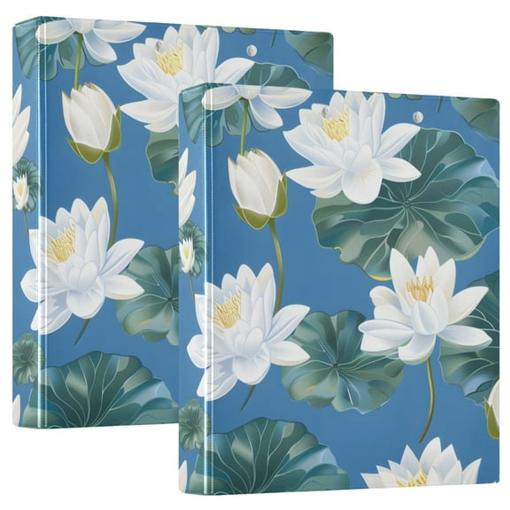 Lily Flower in Water Hardcover 3 Ring Binder 1.5” Round Rings Letter Size Paper Pockets for School Office Supplies