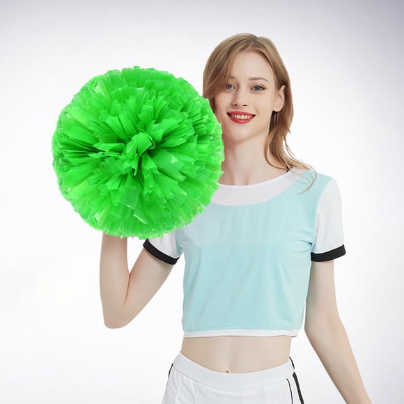 2PCS Cheerleaders Handheld Color Flower Sports Activities Performance Cheering Supplies Round High Density Color Strip Lightweight Double Finger Ring Buckle Design Off Event Planner Organizer with