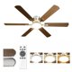 thumbnail image 1 of Ventilador de Techo con Luz LED 52in/132cm - Abanicos de Techo Silencioso de Perfil Bajo, 6 Aspas Doble Acabado (Madera/Plateado), Motor DC Reversible, 3CCT, 6 Velocidades, 1 of 7