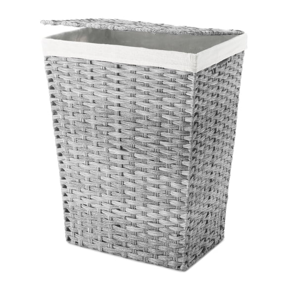 Open Box Whitmor Rattique Laundry Hamper with Lid and Removable Liner - Grey