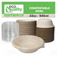 thumbnail image 5 of [50 PACK] 32oz Round Disposable Deep Bowls with Lids - Natural Sugarcane Bagasse, Bamboo Fibers, Sturdy Compostable, Eco Friendly, Environmental, Paper Plastic Bowl Alternative,Tree Free, 5 of 9