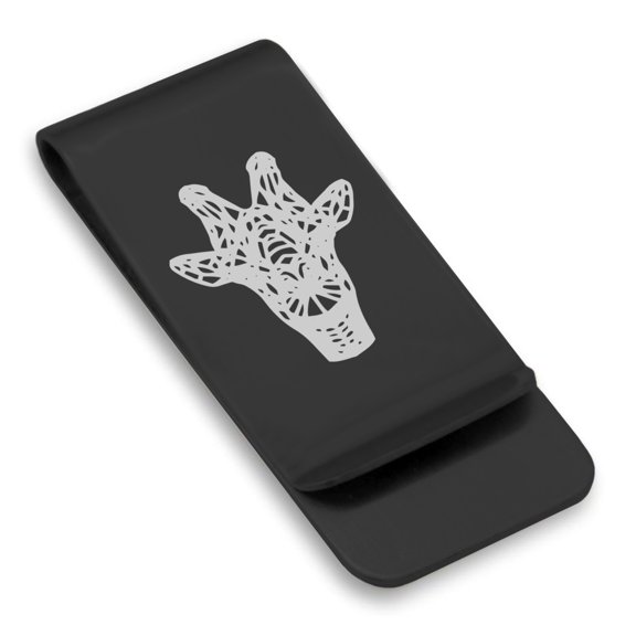 Stainless Steel Geometric Polygon Giraffe Animal Classic Slim Money Clip Credit Card Holder