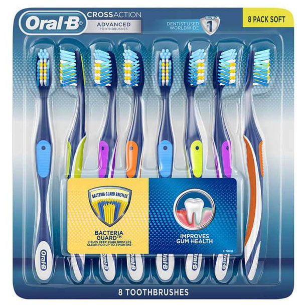OralB Cross Action Advanced Toothbrush with Bacteria Guard Bristles, 8