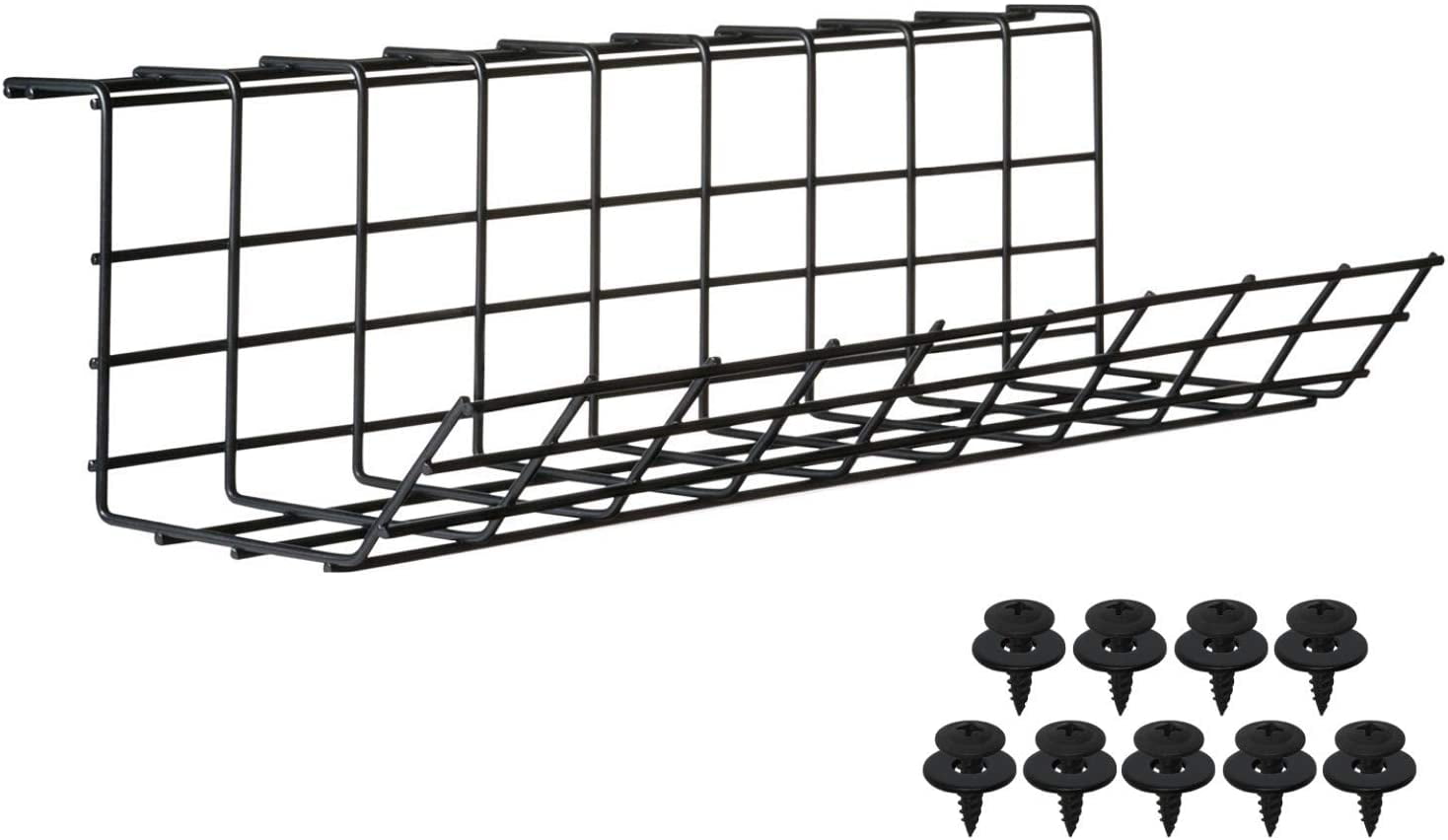 Scandinavian Hub Under Desk Cable Management Tray Black - Set of 4X 17 Metal Wire Cable Tray for Office and Home Cable Organizer for Wire Management 