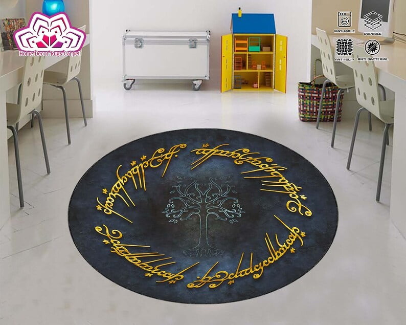 Round Rug, Lord Of Rings, Fantastic, Nursery, Magic, Kids Room Rug, Bedroom Decor, Round Rug