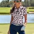 thumbnail image 3 of COEQINE Women Short Sleeve Golf Shirts V Neck 1/4 Zip Moisture Wicking Golf Tops Pink Leopard Pattern Soft Quick Dry Fit Polo Shirts Lightweight Workout Tennis Activewear, M, 3 of 7