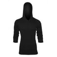 thumbnail image 2 of Long Sleeve Shirts for Men Casual Hooded Raglan T-Shirt Solid V Neck Pullover Top UPF 50 Rashguard Outdoor Quick Dry Athletic Sports T Shirts, up Size S-XXXL, 2 of 8