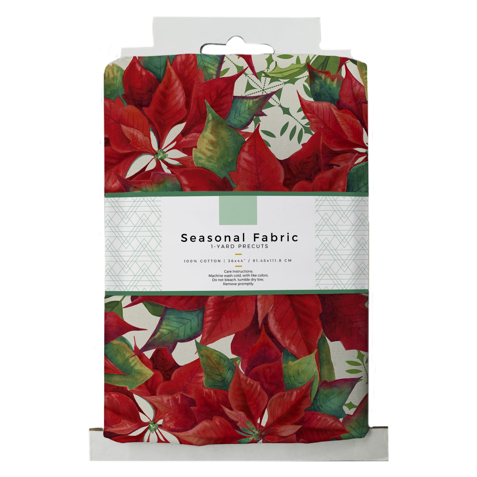 David Textiles 44' x 1 yd Cotton Poinsettias Precut Fabric, Red
