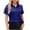 Blue, variant on Raeneomay Button Down Shirts for Women Women's Summer Lace Sleeve Tops Solid Color Splice Short Sleeve V-Neck Shirt