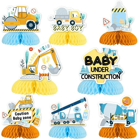 Under Construction Baby Shower Table Centerpieces for Boys Dump Truck Baby Shower Honeycomb Centerpieces for Construction Theme Baby Shower Birthday Party Table Decorations Supplies