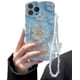 thumbnail image 1 of Funda para iPhone 13 Pro Max con flores azules, a prueba de golpes, con purpurina y estampado floral, con pulsera de cadena de perlas, mariposa y corazón para mujer., 1 of 7