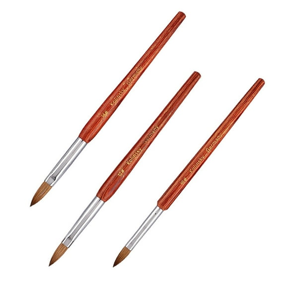 Artisanal Nail Creation Kit, Kolinsky Hair Bristles Professional Salon Quality Nail Art Extension Brushes, Ergonomic Design For Acrylic Nail Application, 3D Nail Carving (Set Of 3)