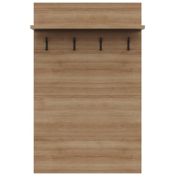 Nexera Porto Entryway Wall-Mounted Coat Rack with Shelf, Brown Oak