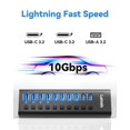 thumbnail image 3 of Hub USB alimentado LEINSIS Hub USB 3.2/USB C de 10 puertos con adaptador, 3 of 8