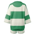 thumbnail image 4 of Lkhaha Womens Workout 2 Piece Outfits Striped Lounge Set Oversized Matching Top and Shorts Tracksuits Green S, 4 of 6