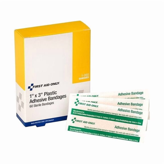 First Aid Only Bandage, Beige, Plastic, 60PK 1-060
