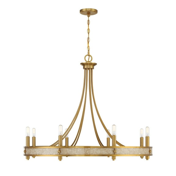 Warm Brass Eight Light Chandelier from the Camden Collection