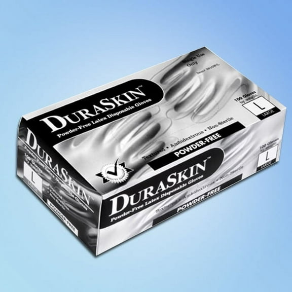 DuraSkin White Latex Gloves, Food Service/General Purpose, Powder-Free, 3.5 mil, SM, 1000/case