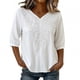 thumbnail image 2 of Neewe Women's Summer Casual V Neck Half Sleeve T-Shirts Solid Color Loose Fit Comfy Basic Cotton Linen Tops, 2 of 7