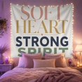thumbnail image 2 of Soft Heart Strong Spirit Message on Color Art, Inspirational Retro Style for Rainbow Decor Lovers, Positive Wall Decor, Friendship Gift, Tapestry Wall Hanging for Bedroom and Dorm, 2 of 7