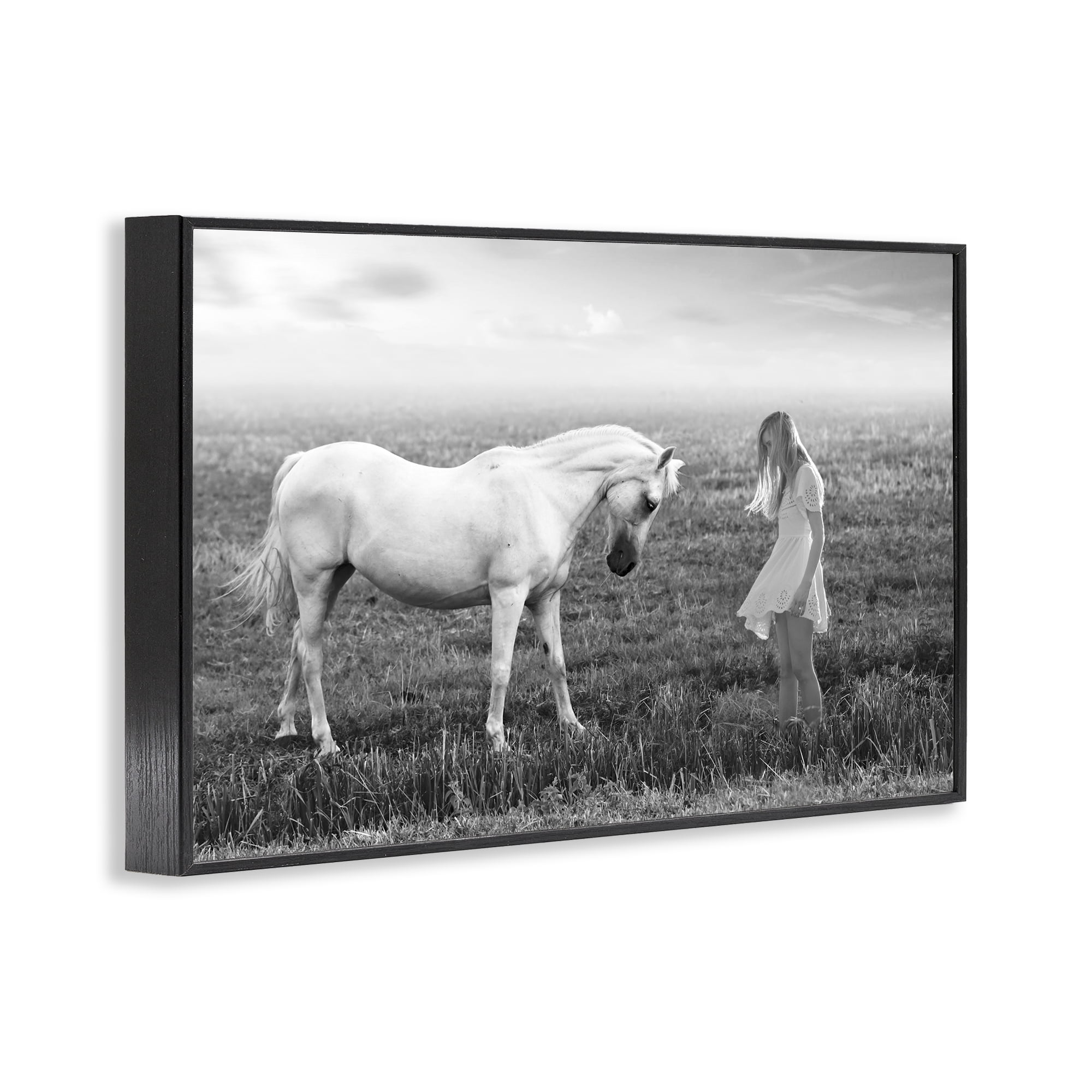 Her White Horse Black Framed Giclee Art, design by Ata Alishahi