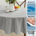 thumbnail image 3 of Newbridge Grey Napa Leaf Solid Color 60 x 84 inch Oval Vinyl Flannel Backed Tablecloth, 3 of 8