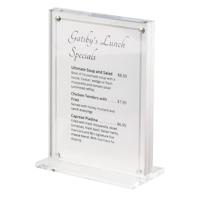 Cal Mil 3567-46 Menu & Card Holder with Magnets, Clear - 4 x 2 x 6 in.