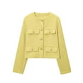 thumbnail image 1 of Ailaofu Women's Tweed Jacket Cropped Blazers Spring Summer Round Neck Business Work Office Plaid Jacket, 1 of 3