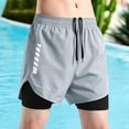 thumbnail image 5 of Lenago Men Shorts Athletic Shorts Men Men's Solid Color Double-Layer Running And Fitness Shorts Gray Xxl, 5 of 5