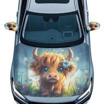 Uorisanigo Cute Yak Car Hood Cover and Car Mirror Cover Removable Elastic Car Decorations Universal Fit Most Cars, Set of 3, Car Hood Cover Protector Universal for Most Cars