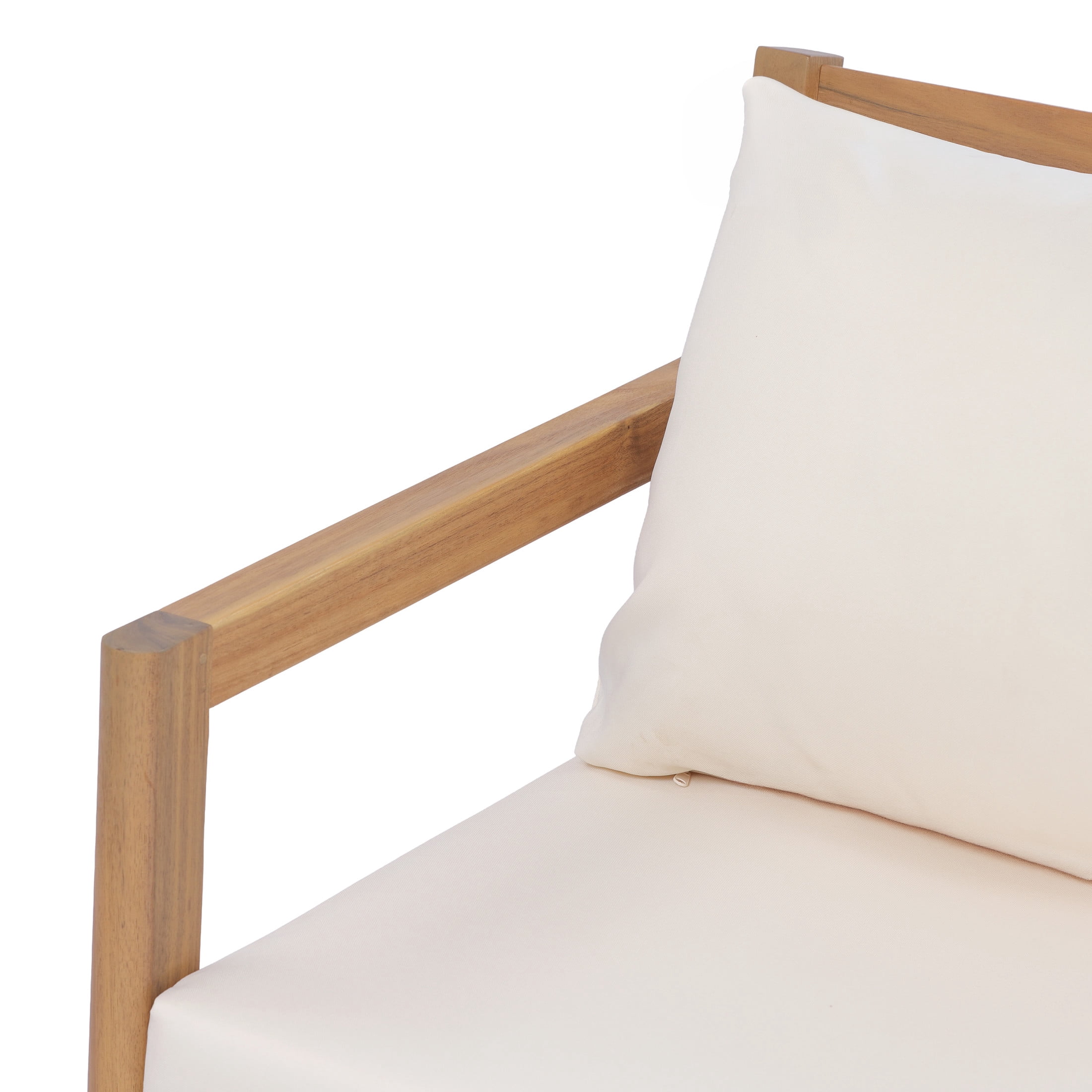 Christopher Knight Home Modern Outdoor Loveseat and Coffee Table Set with Cushions, Light Teak+Beige