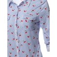 thumbnail image 5 of FashionOutfit Women's Casual Floral Print Roll Up Sleeves Button Down Shirt Top, 5 of 5