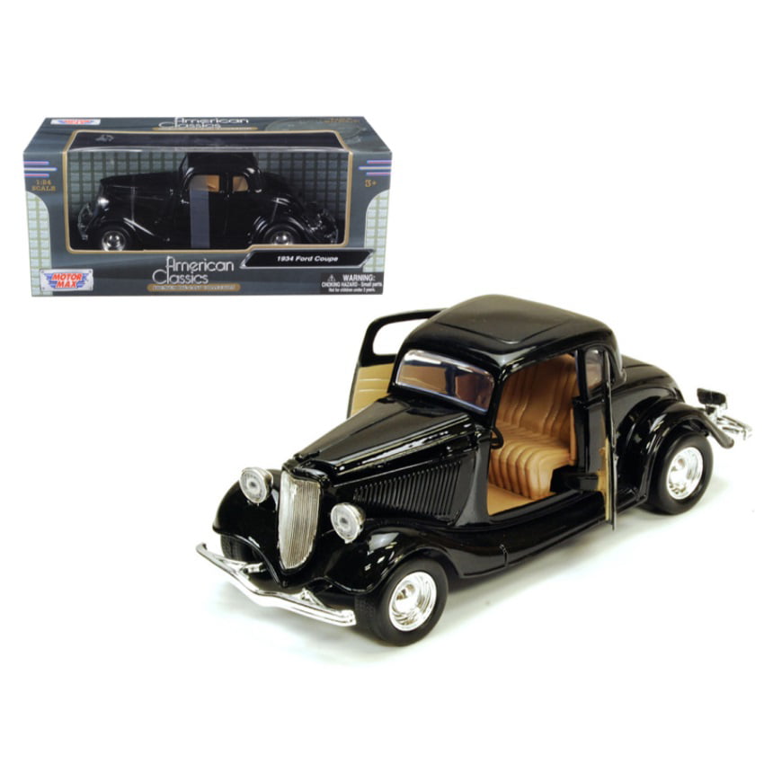 1934 Ford Coupe 1:24 Scale Diecast Model Car Black Red MOTORMAX 73217 8 inches