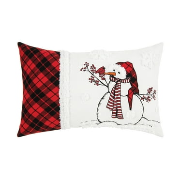 20" x 13" Snowman Embroidered Christmas Throw Pillow