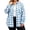 Blue, variant on Horkkom Cotton Button Down Shirts for Women Loose Long Sleeve Plaid Print Flannel Shirts Casual Fall Lapel Tops with Pockets XXL