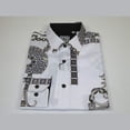 thumbnail image 6 of Men Sports Shirt by DE-NIKO Long Sleeves Fashion Print Soft Modal 2F008 White, 6 of 7