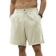 thumbnail image 2 of Lucakuins - Pantalones cortos de lino y algodón para hombre, informales, de corte clásico, con cordón frontal plano, pantalones cortos de playa de verano con bolsillos Lucakuins moda, 2 of 5